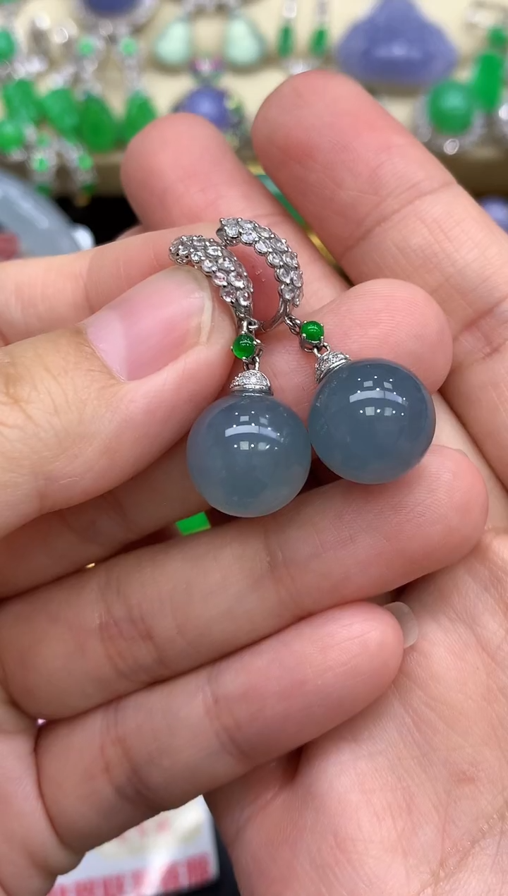 18K金镶嵌翡翠耳饰438-中国好珍宝