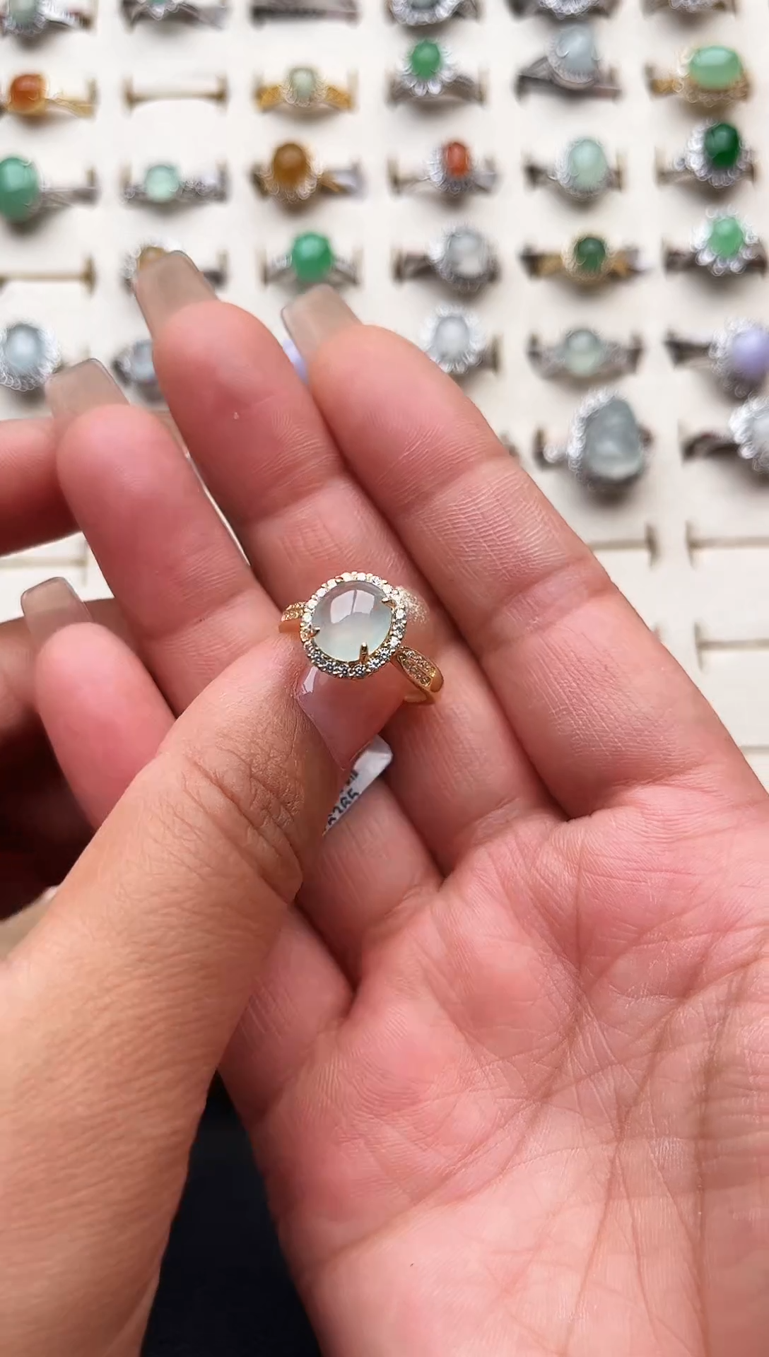 【闪购商品】翡翠戒指银S925镶嵌缅甸天然A货翡翠S925银镶嵌