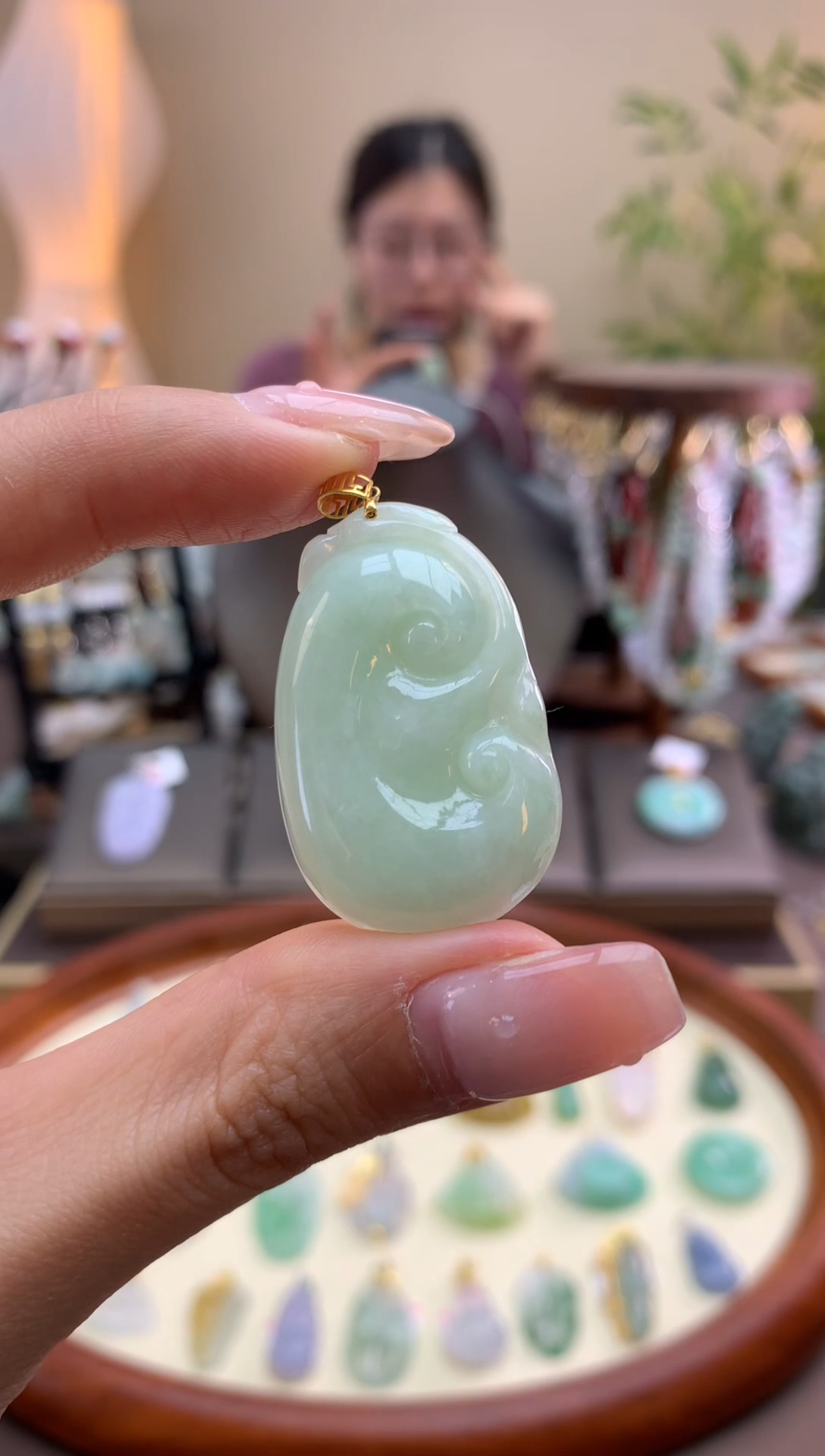 【闪购商品】翡翠颈饰18K金镶嵌如意