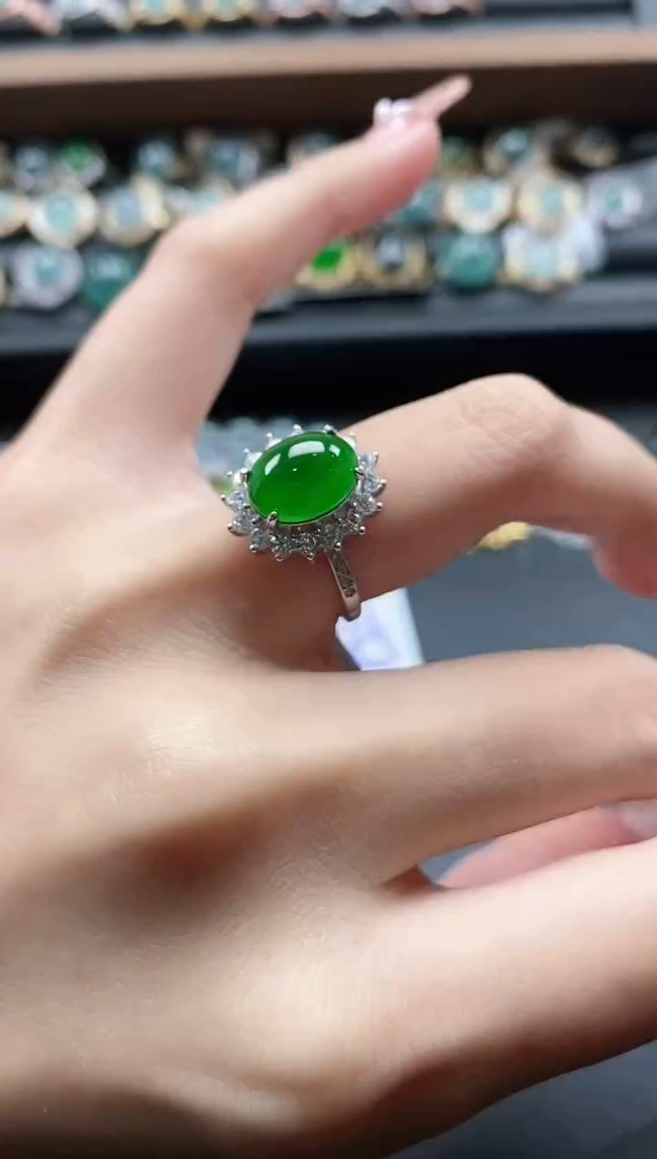 【闪购商品】翡翠戒指银S925镶嵌51511