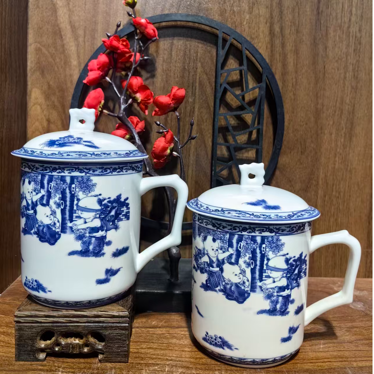 仿古瓷 A578景德镇制陶瓷办公杯一对