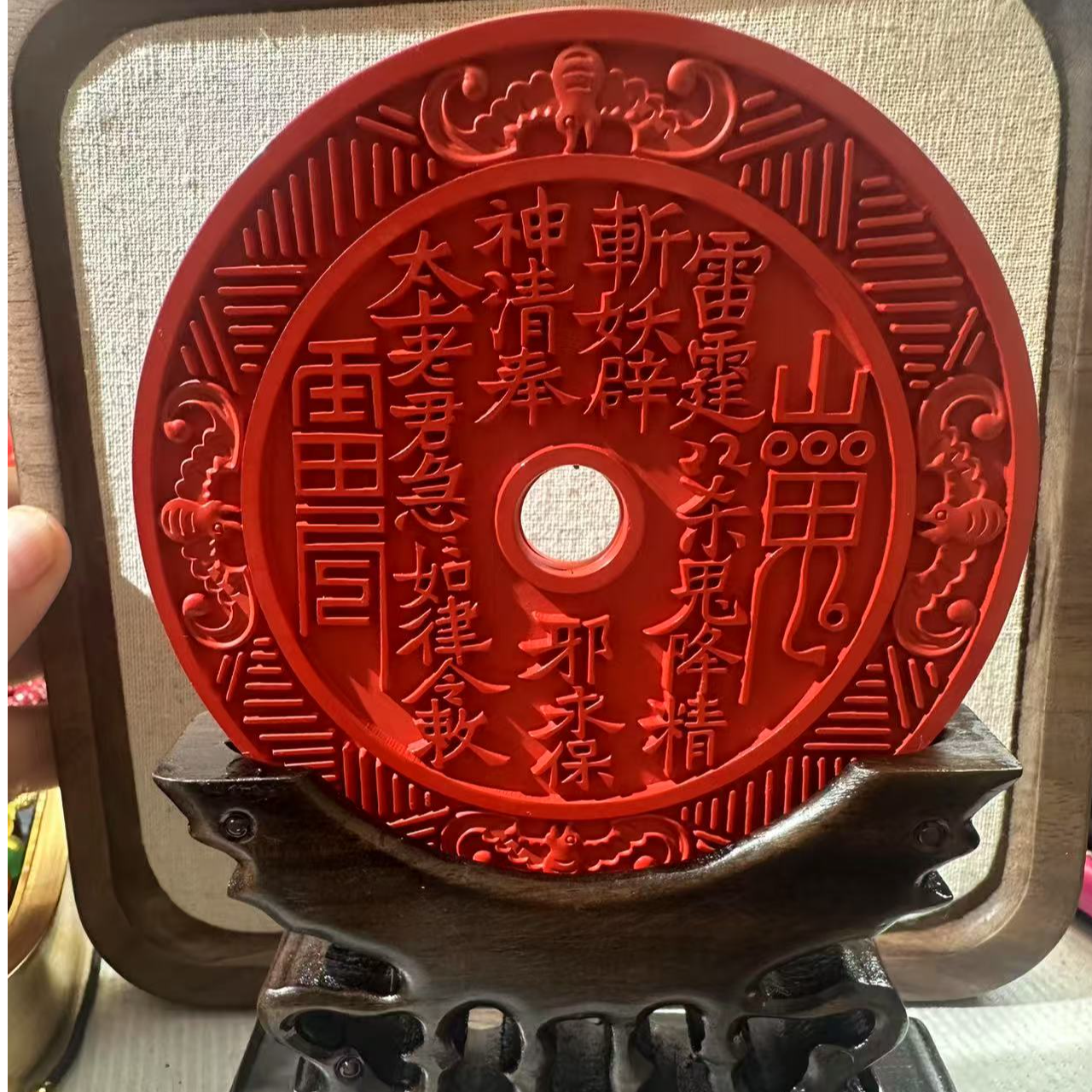 含辰砂工艺品高品质红砂山鬼摆台