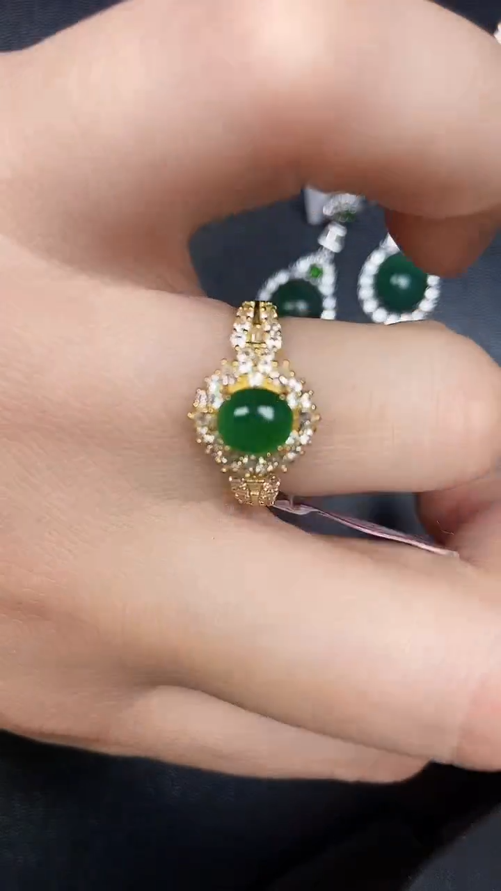 银S925镶嵌戒指翡翠8900