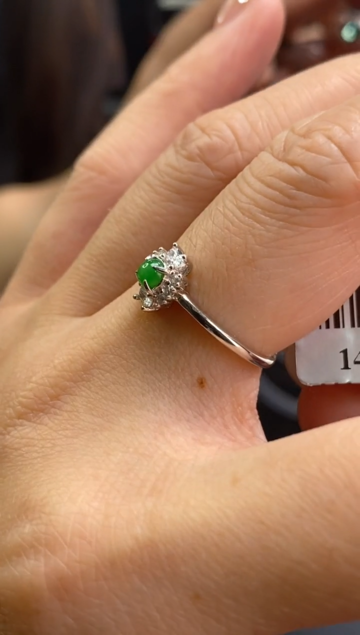 颈饰银S925镶嵌翡翠净货14448