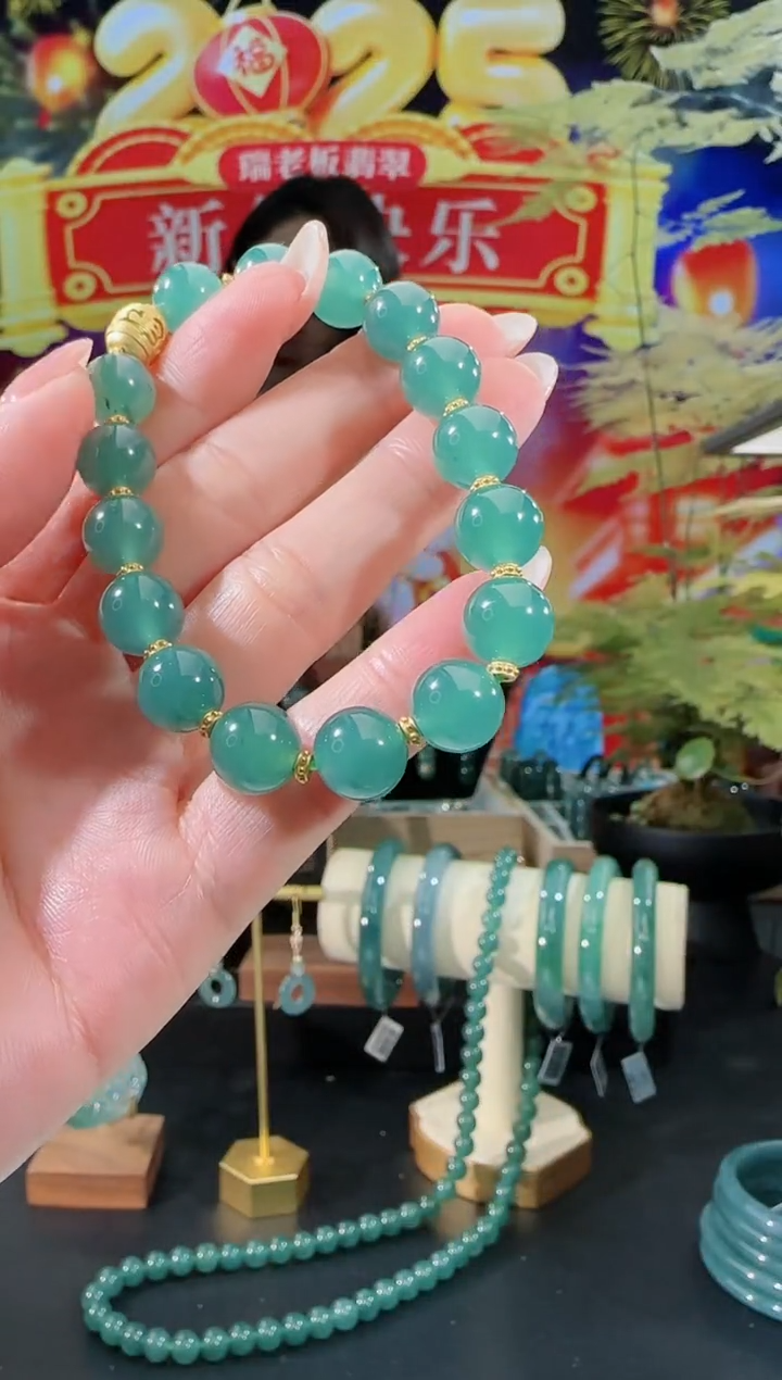 【闪购商品】翡翠手串银S925镶嵌手串多样性发一