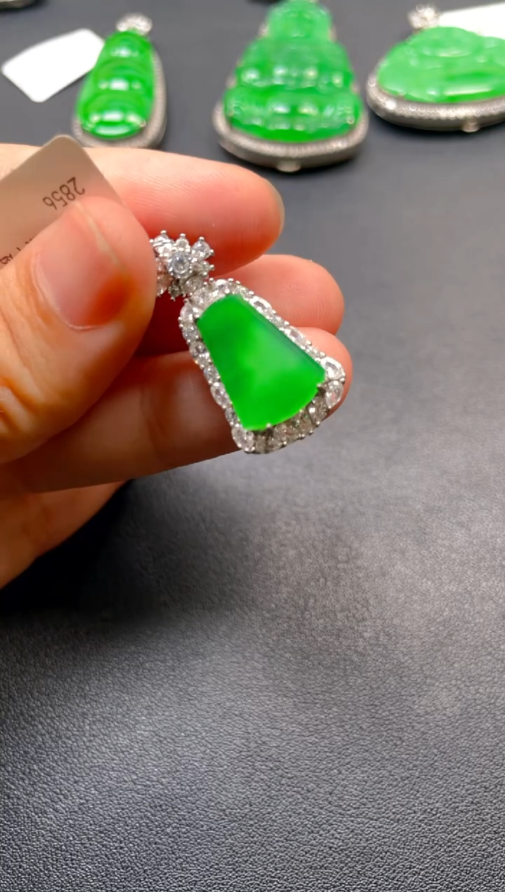 吊坠(不含链)银S925镶嵌翡翠吊坠