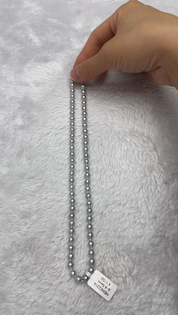 项链银S925镶嵌海水珍珠AK真多麻6-6.5mm