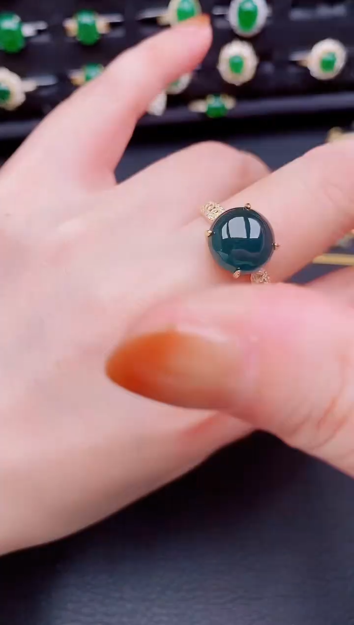 【闪购商品】翡翠戒指银S925镶嵌天然a货翡翠130