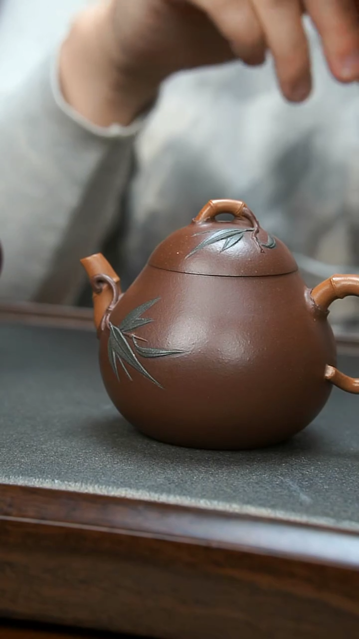 【闪购商品】紫砂茶壶紫泥三色竹叶壶