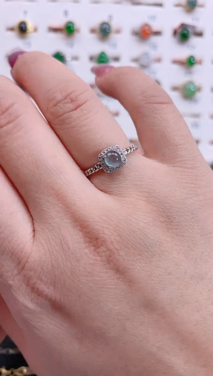 银S925镶嵌戒指翡翠天然翡翠