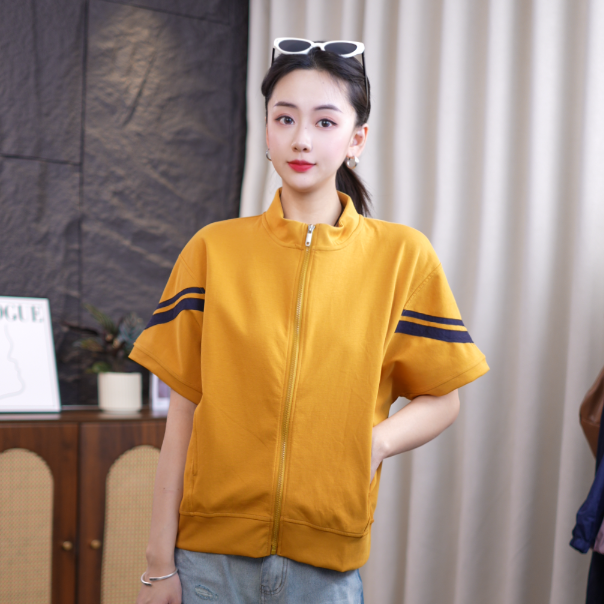 【设计感满满】不规则拼条拉链宽松显瘦T恤半袖女