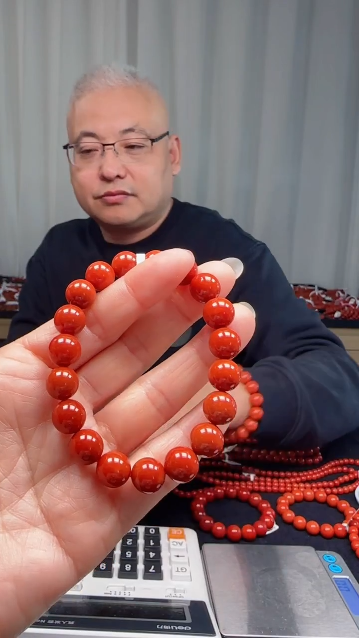 未镶嵌多样性发一件南红玛瑙【高货】柿锦红10mm保山圆珠单圈 