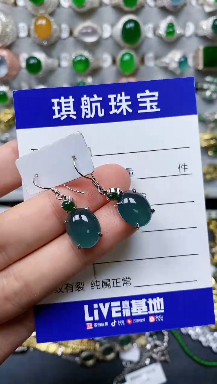【闪购商品】翡翠耳饰银S925镶嵌0451