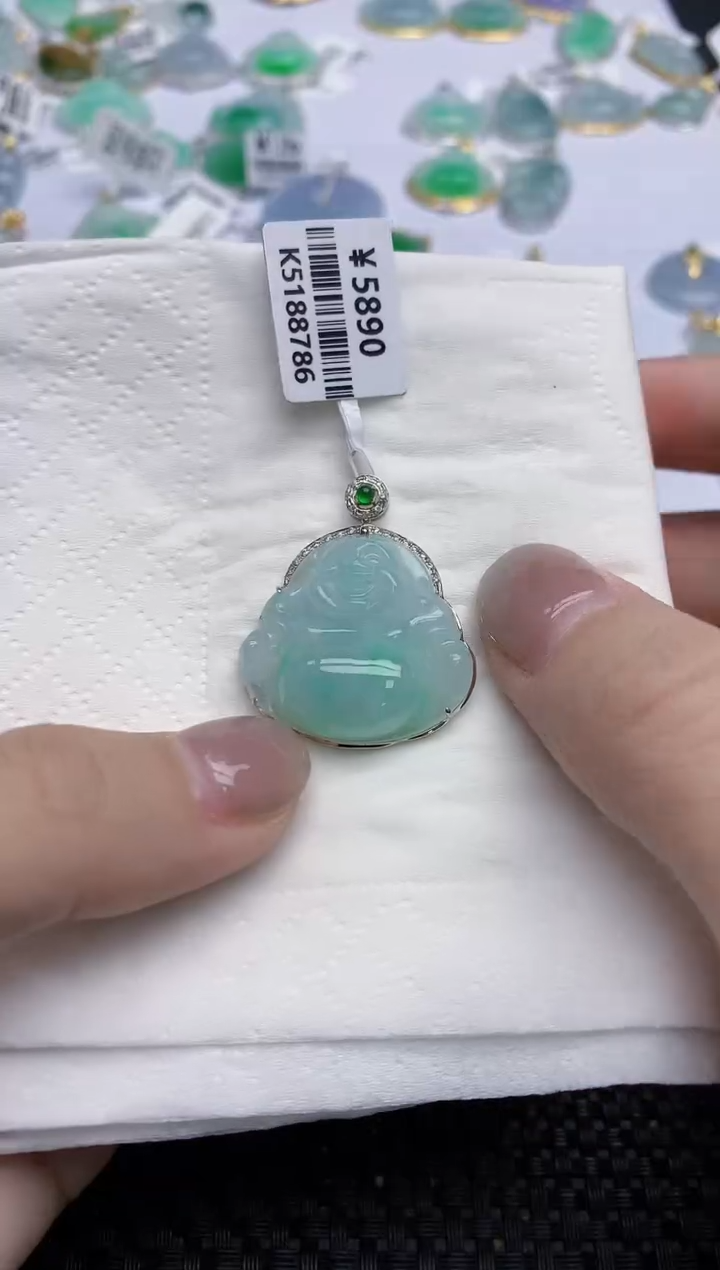 【闪购商品】翡翠颈饰18K金镶嵌天然翡翠A货