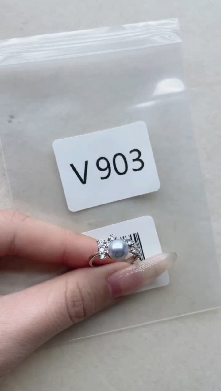 【闪购商品】海水珍珠戒指银S925镶嵌V903