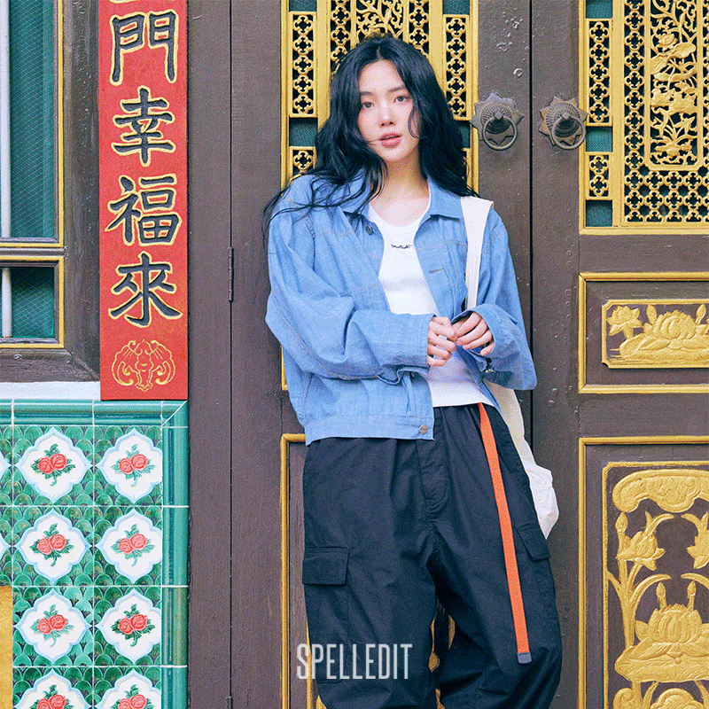 SPELLEDIT2025夏季新品薄牛仔衬衫外套复古简约宽松长袖上衣女