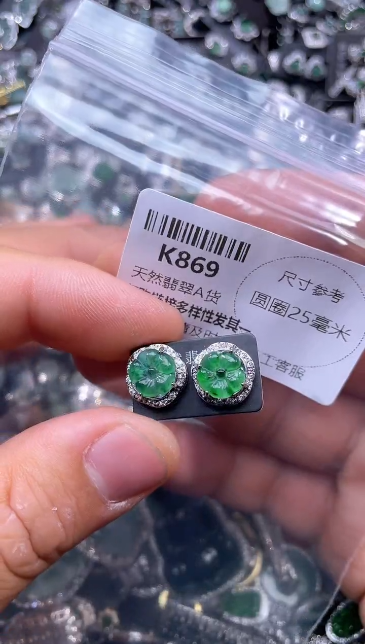 【闪购商品】翡翠颈饰未镶嵌K869耳钉