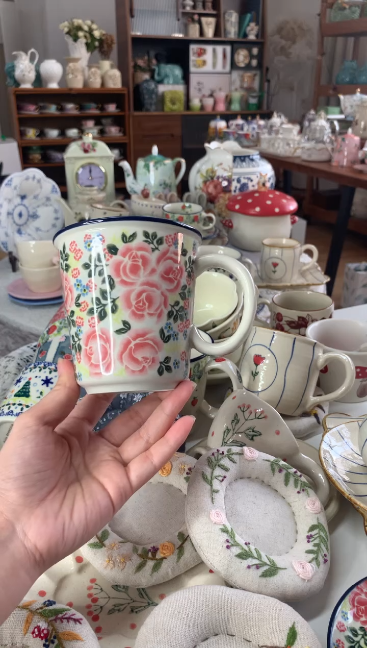 陶瓷【玫瑰】马克杯450ml一个