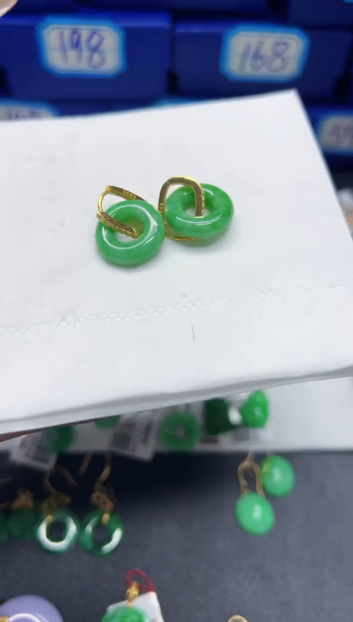 【闪购商品】翡翠耳饰银S925镶嵌Y缅料A货/支持复检/一件