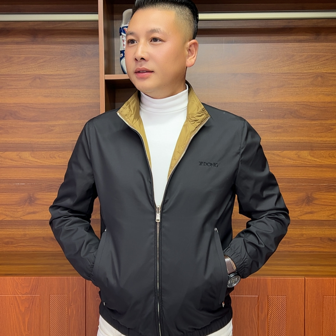 新款时尚立领双面夹克外套男士男款休闲茄克
