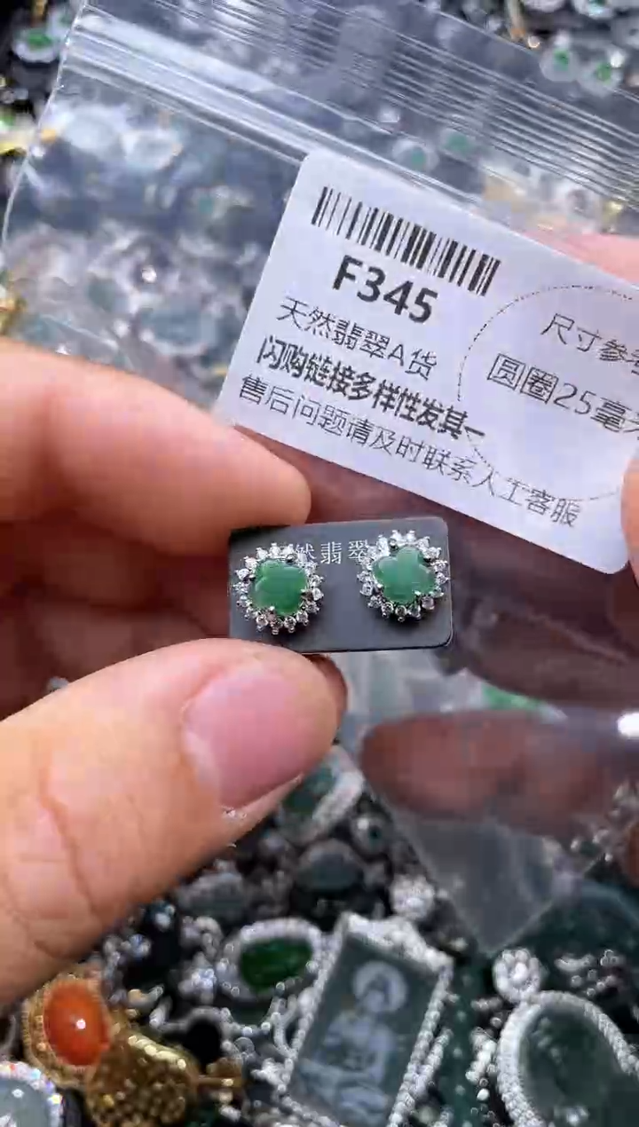 【闪购商品】翡翠颈饰未镶嵌F345耳钉