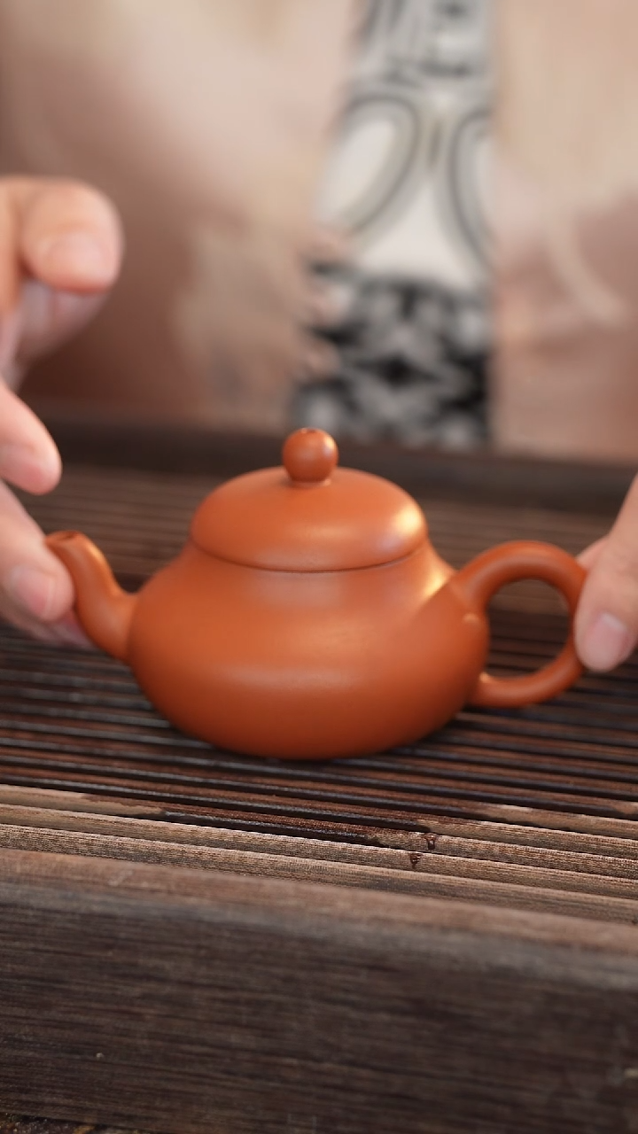 茶壶紫砂君德 朱泥 半手工 120cc 【宽口 】