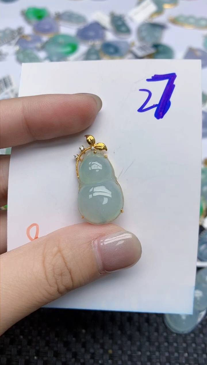 【闪购商品】翡翠颈饰18K金镶嵌天然翡翠A货