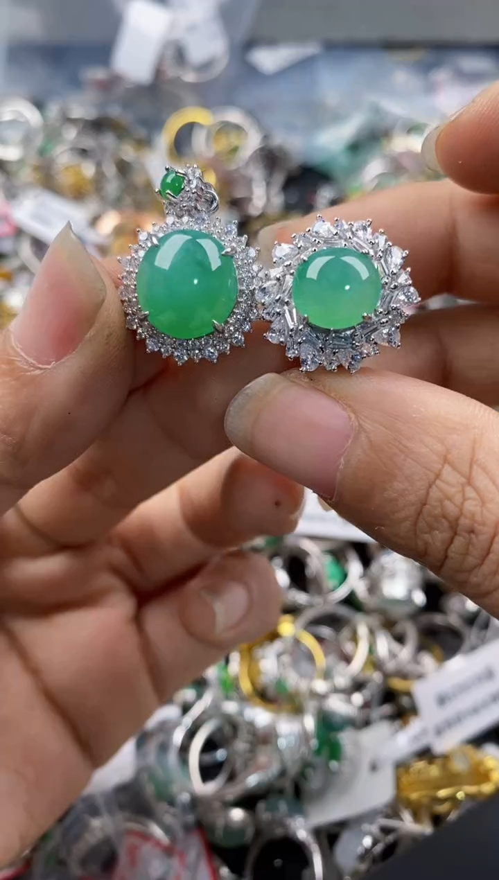 银S925镶嵌戒指翡翠11-11---6