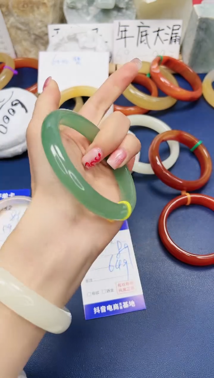 【闪购商品】石英质玉手镯合金343-东陵玉64圈口