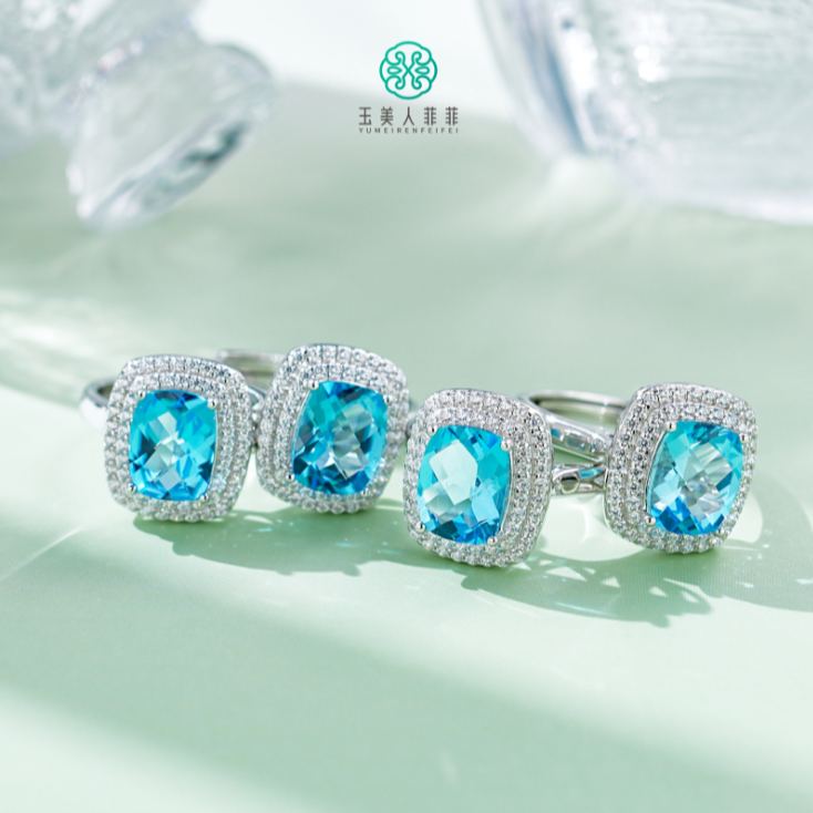 石惑珠宝%托帕石方面戒指约7*9mm%多样性发一