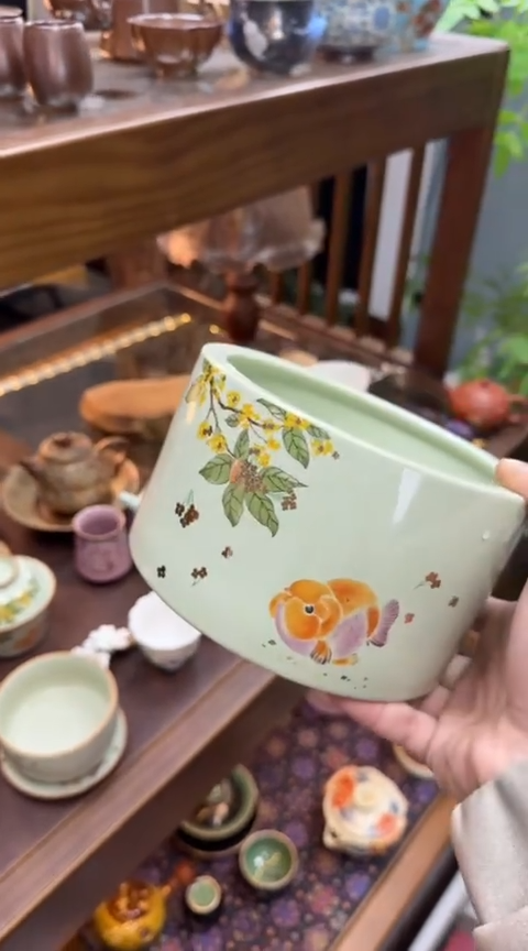 摆件陶茶具茶具茶具桂花金鱼大 茶席