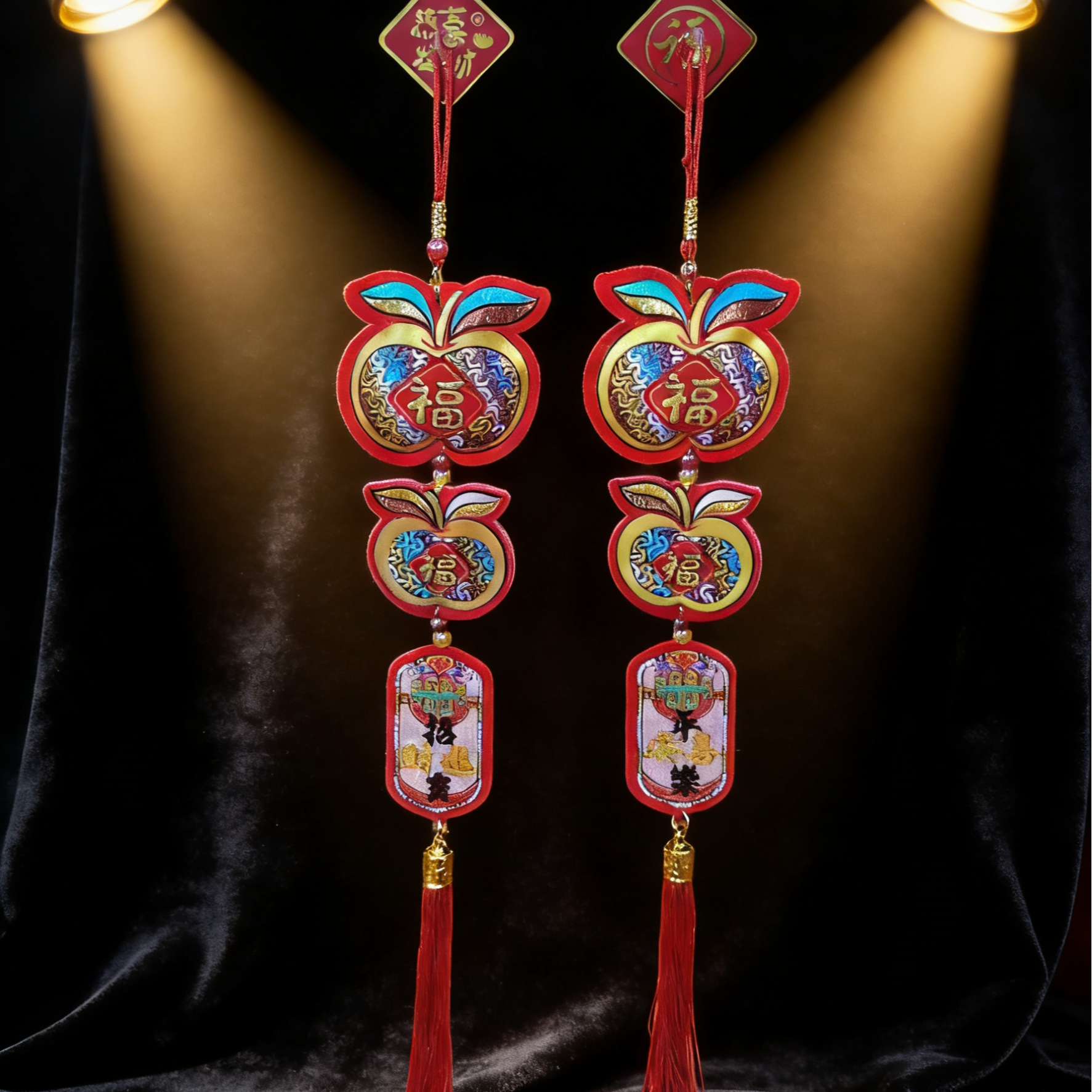 福满一对大福包串挂件装饰品春节喜庆福包串大红福袋串