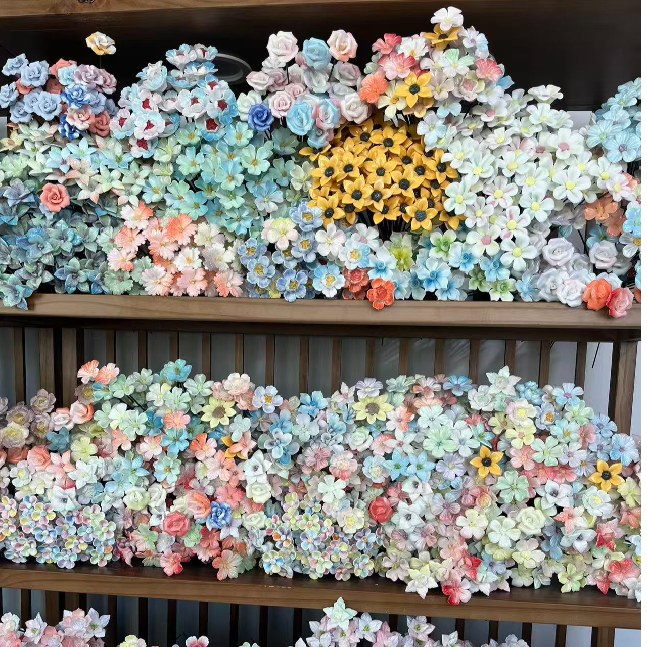 双层陶瓷花高温手工仿真永生花花束房间客厅装饰摆件