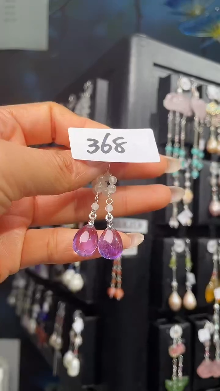 银S925镶嵌耳饰紫晶喜欢拍