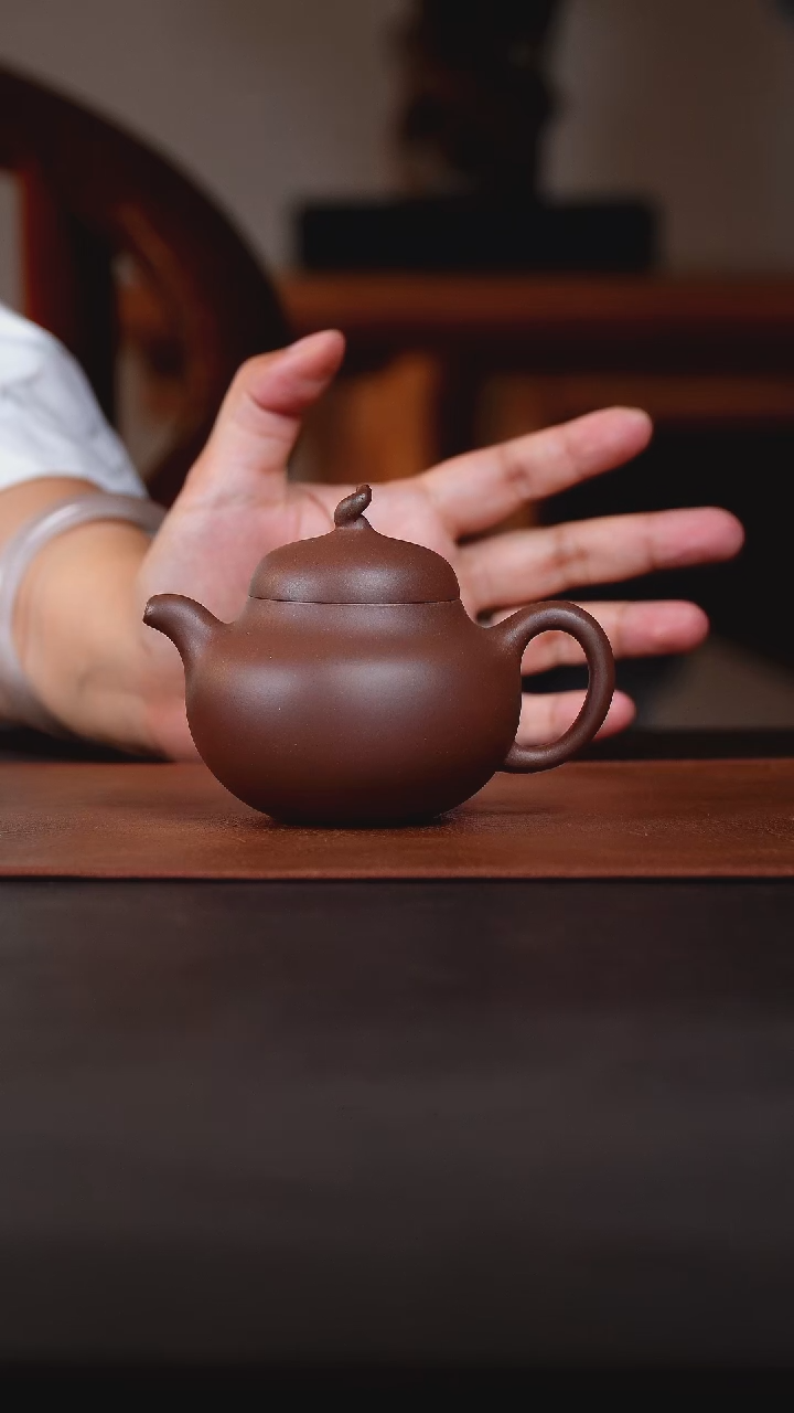 茶壶紫砂柿圆茄瓜天青内推14孔180cc