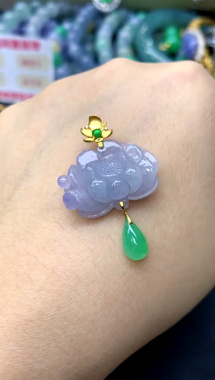 颈饰18K金镶嵌翡翠123-中国好珍宝