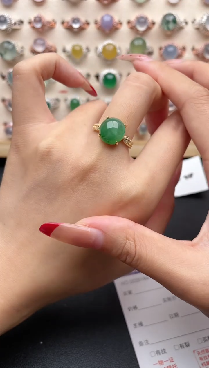 【闪购商品】翡翠戒指银S925镶嵌一物一证一礼盒