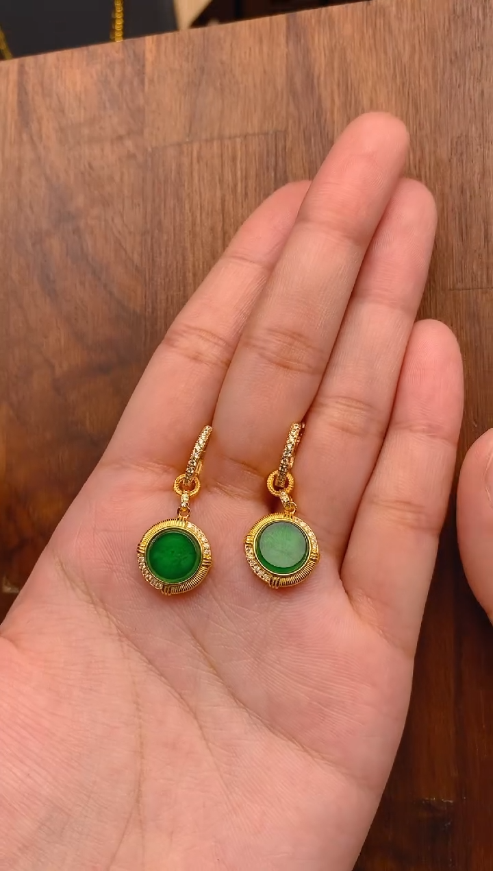 【闪购商品】翡翠耳饰银S925镶嵌无事牌耳饰