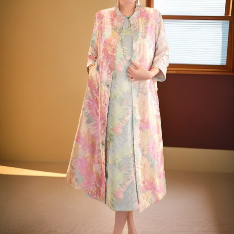 繁花似锦｜新款双面穿女装中长款风衣外套2024B618-依依