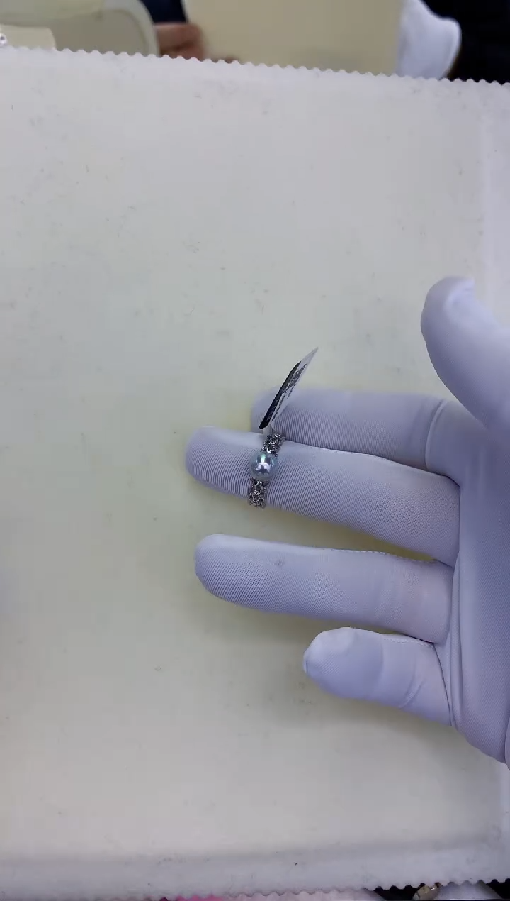 银S925镶嵌饰品海水珍珠真多麻色设计款戒指