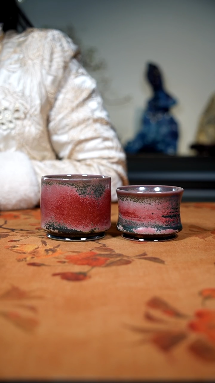 神**绪原矿石钧瓷茶器摆件