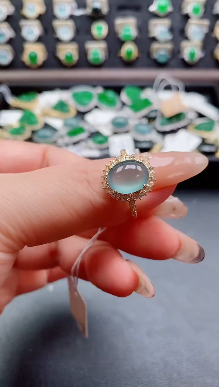 银S925镶嵌戒指翡翠1