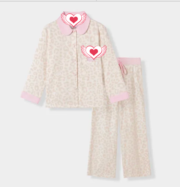 秋冬纯棉磨毛浅咖粉色KT女士睡衣套装