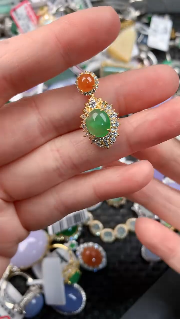 银S925镶嵌戒指翡翠999      8