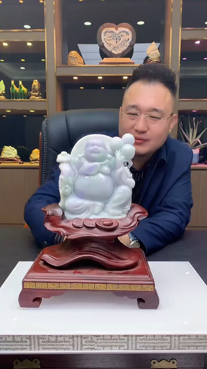 【闪购商品】定制翡翠未镶嵌1018xx-毛货摆件29赠底座