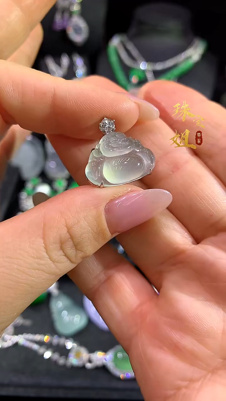 吊坠(不含链)18K金镶嵌翡翠吊坠