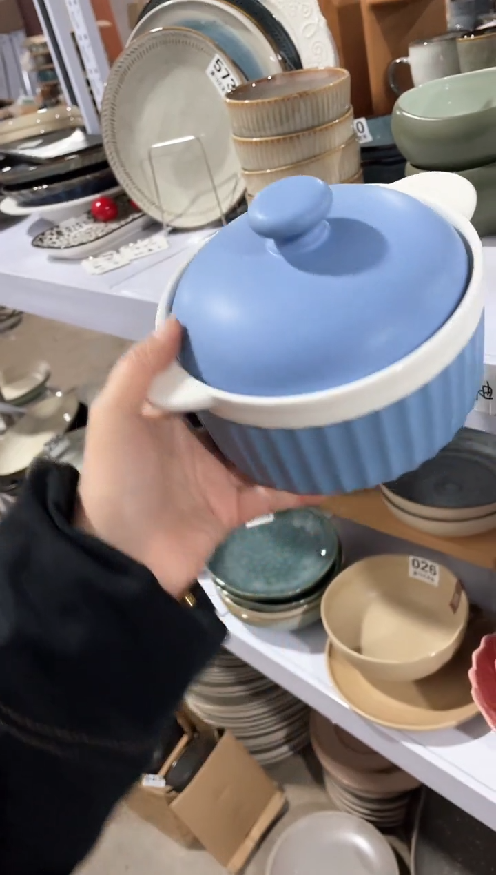 【闪购商品】碗微瑕（1件套）蓝色带盖双耳碗