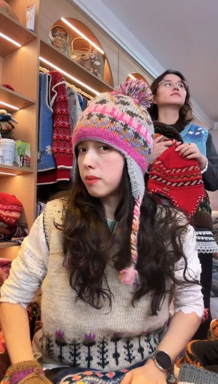 纯棉百羊毛灰粉色护耳帽