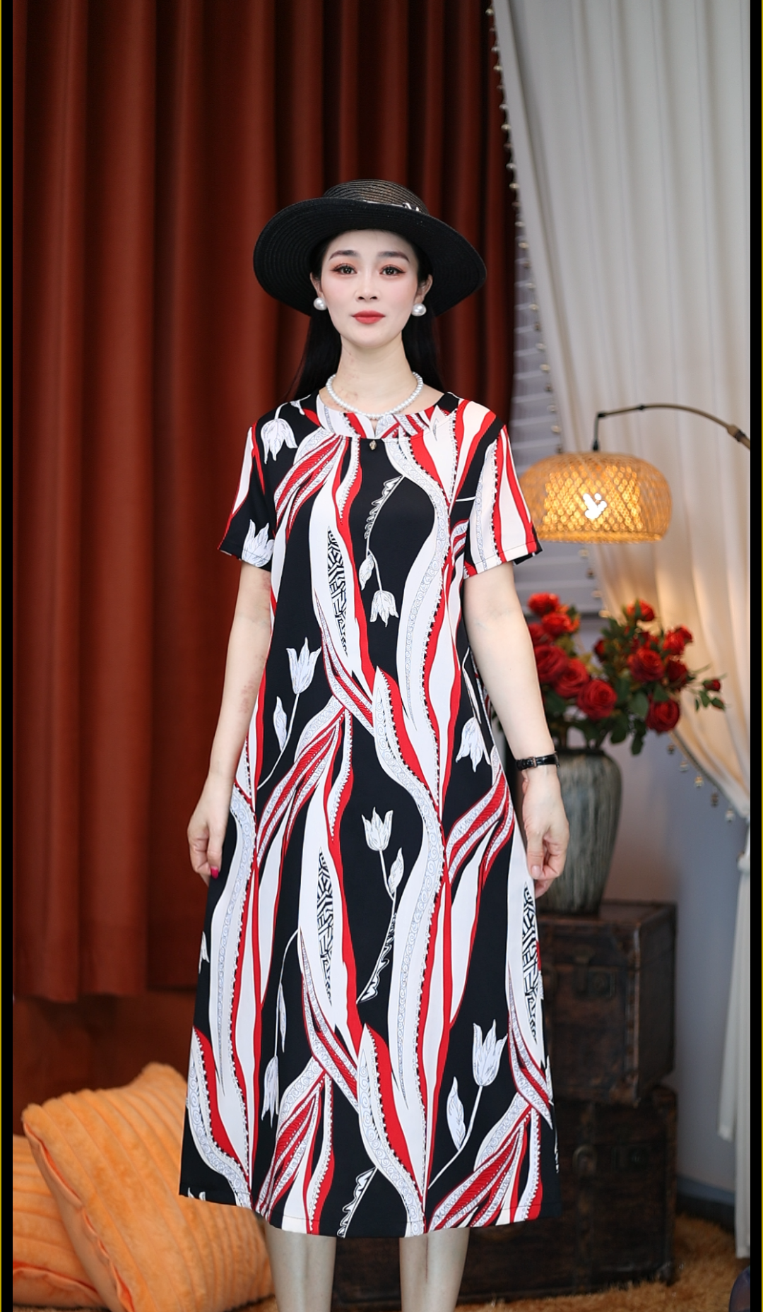 A43春日百合-夏季新款时尚气质显瘦中长款连衣裙