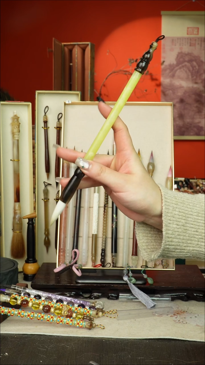 490号闪孤品高货毛笔链接 清水试笔 蘸墨不退